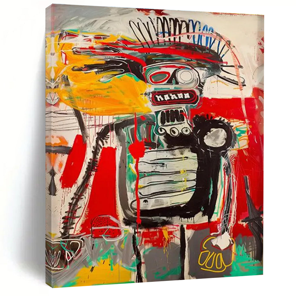 Colorful Abstract Robot Figure Painting with Dynamic Lines ADGE094