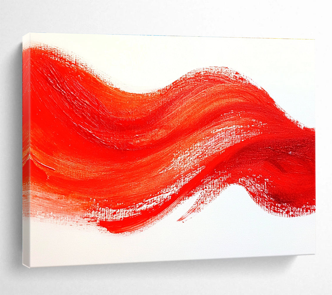 Red Wave Abstract Painting with Bold Red Strokes DYP606