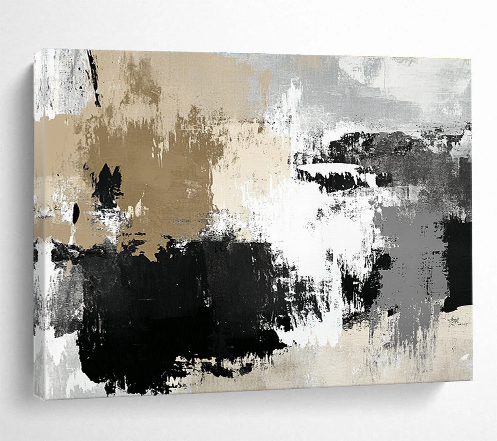 Beige and Black Abstract Strokes Painting DYP097