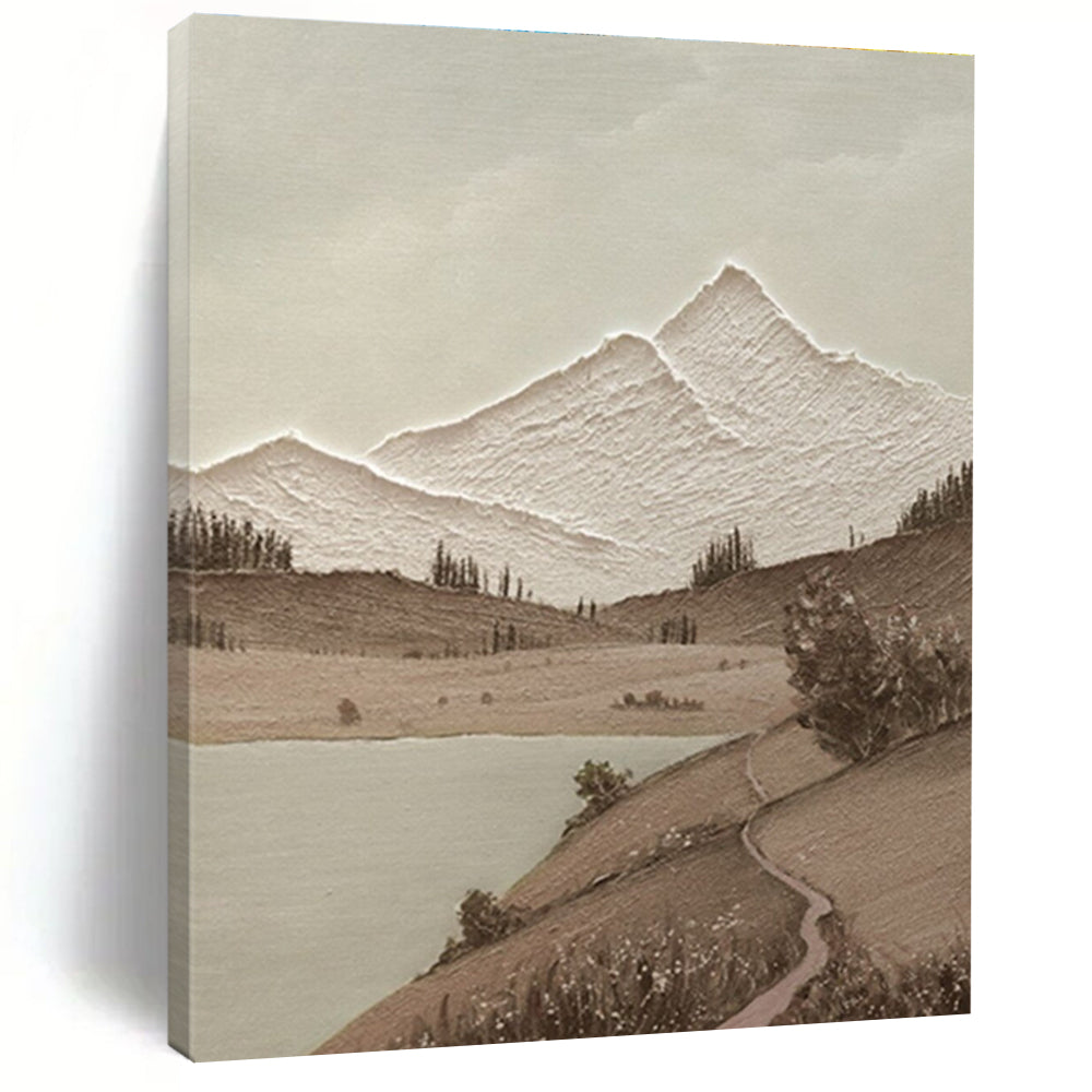 Neutral - toned Mountain Landscape Abstract Painting ADGE268