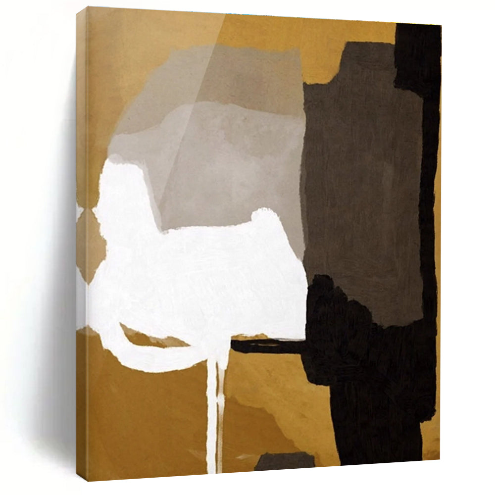 Gold and Gray Abstract Forms Painting ADGE236