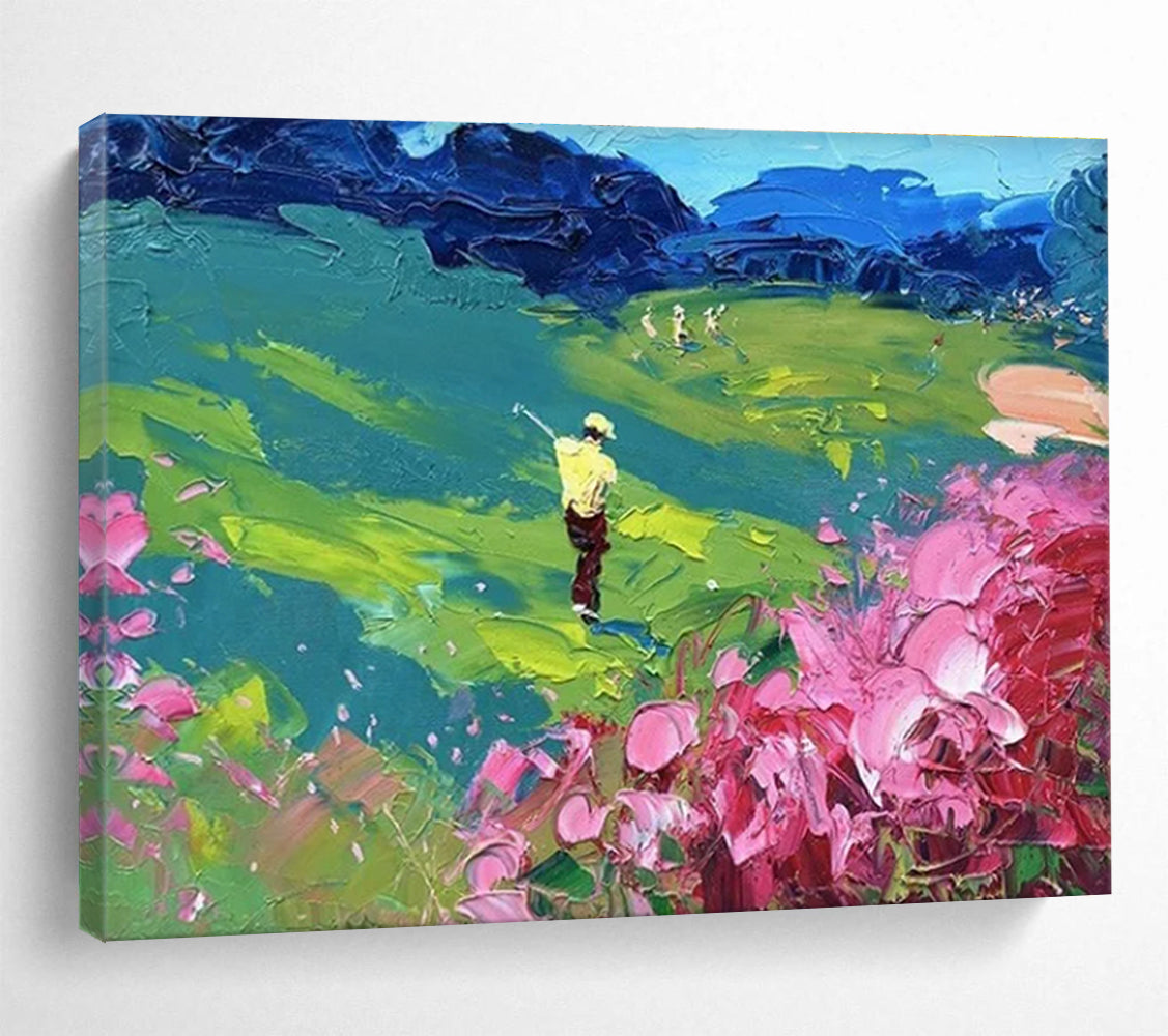 Golfer in the Green Abstract Painting THY446