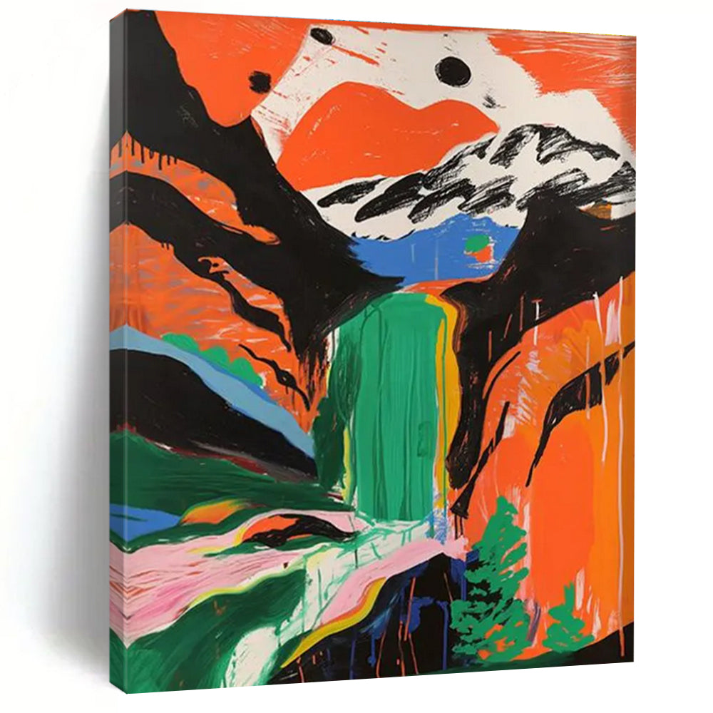 Colorful Waterfall in Abstract Landscape Painting ADGE105