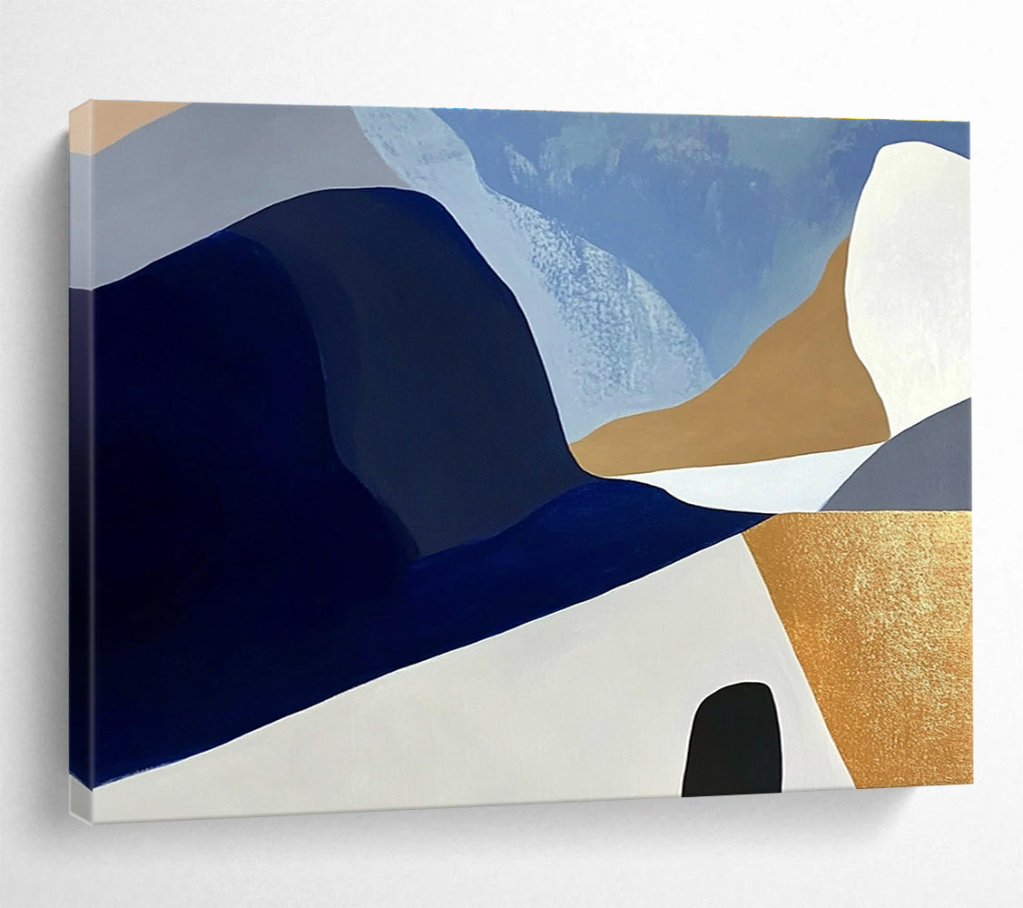 Blue Gray Gold - Modern Landscape Abstract Painting DYP036