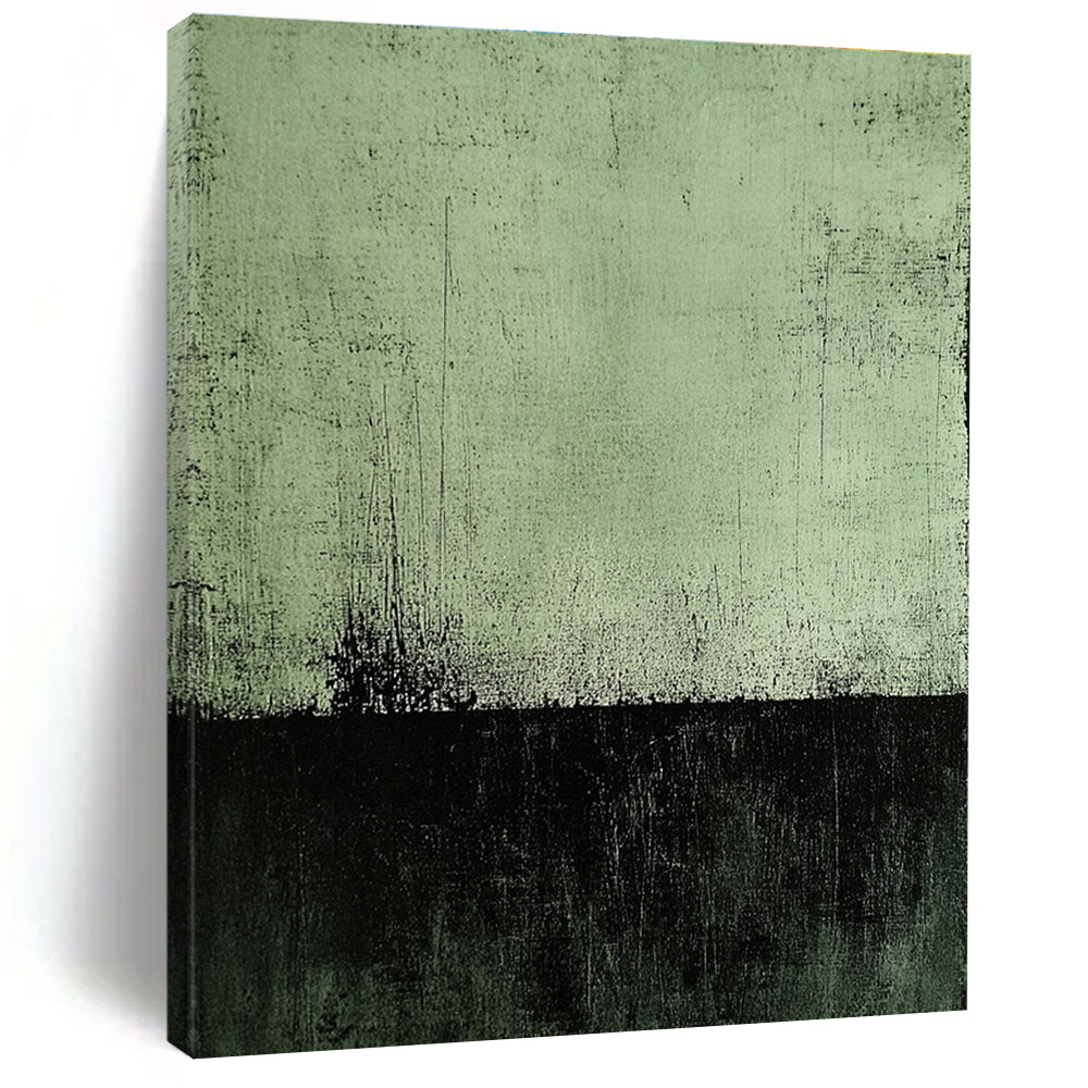 Dark Green and Black Textured Abstract Painting GER233