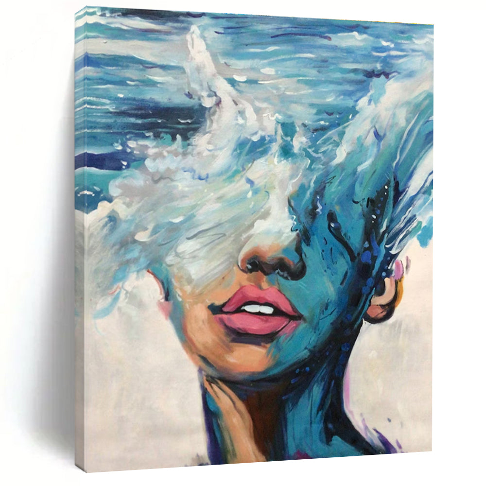 Ocean Wave and Face Abstract Painting ADGE347