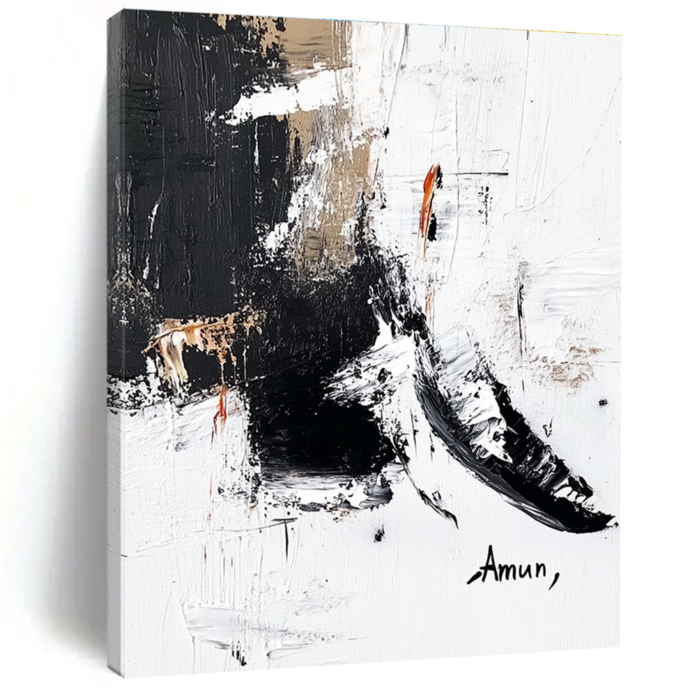 Expressive Black White Abstract with Splashes and Drips GER356