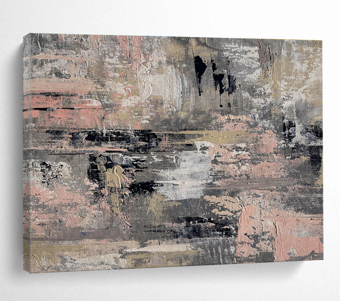 Gray Pink Abstract Painting with Subtle, Muted Tones THY380