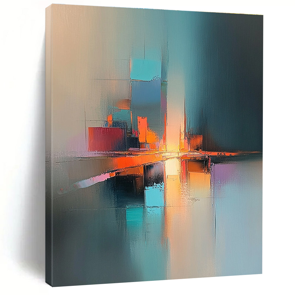 Colorful Cityscape Abstract Painting with Reflective Elements GER185