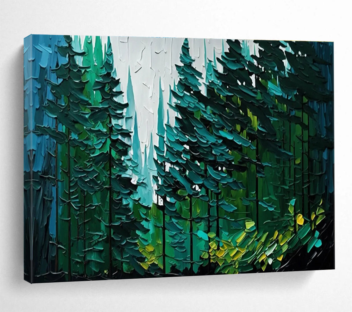 Forest Texture Abstract Painting with Greens and Blues THY308