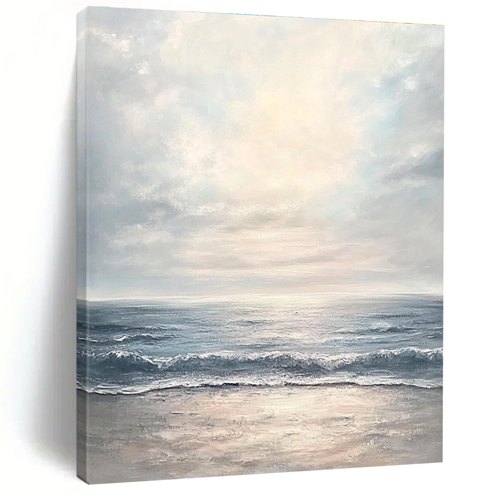 Large Abstract Painting of a serene seascape with gentle waves in soft pastel tones creating a tranquil atmosphere and harmony with nature.STSC1177