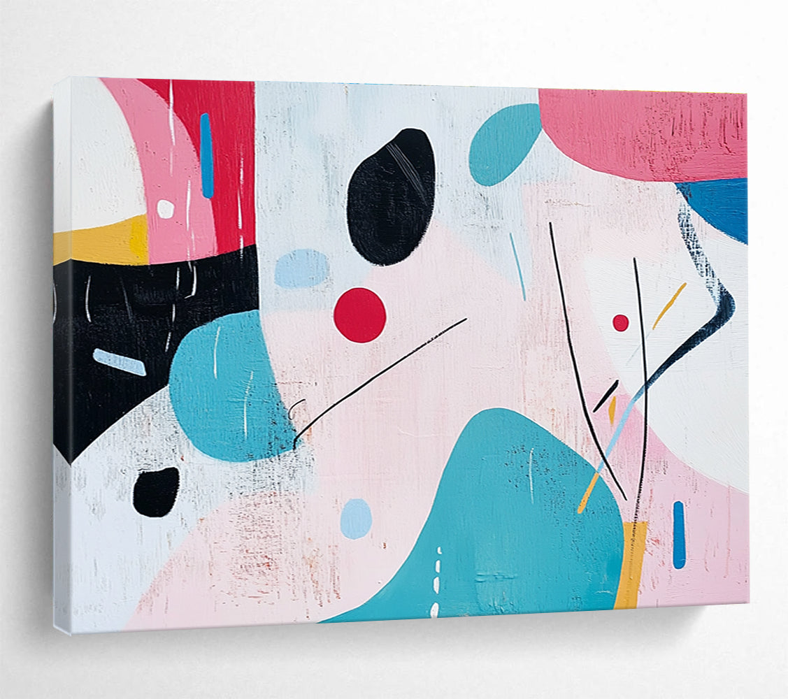 Playful Shapes Abstract Painting with Pastel and Bold Colors DYP346