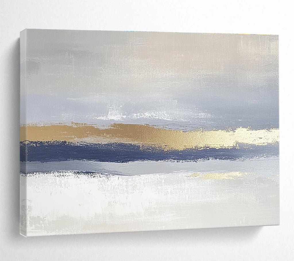 Grey and Gold Layered Abstract Painting with Subtle Textures DYP170