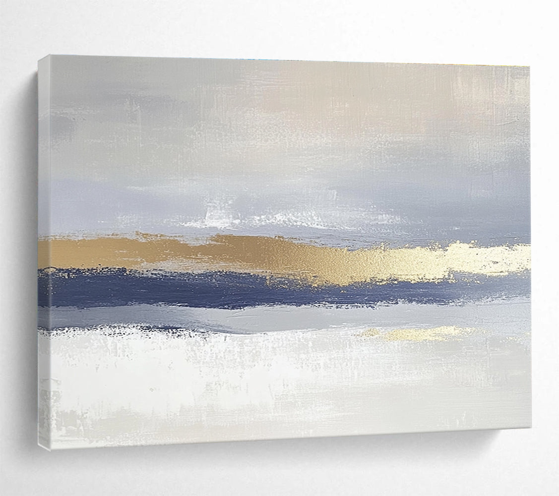 Grey and Gold Layered Abstract Painting with Subtle Textures DYP170