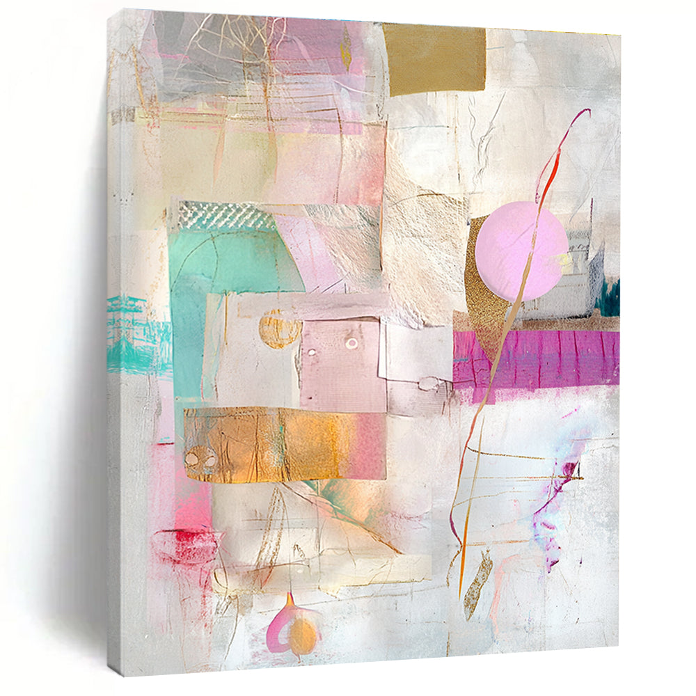 Delicate Mixed Media Abstract Collage with Pastel Tones GER206