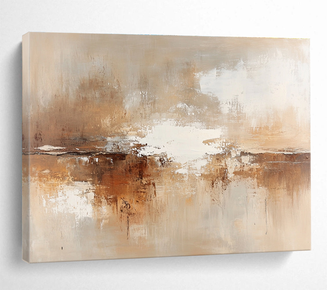 Brown and White Abstract Painting with Textured Brushstrokes DYP172