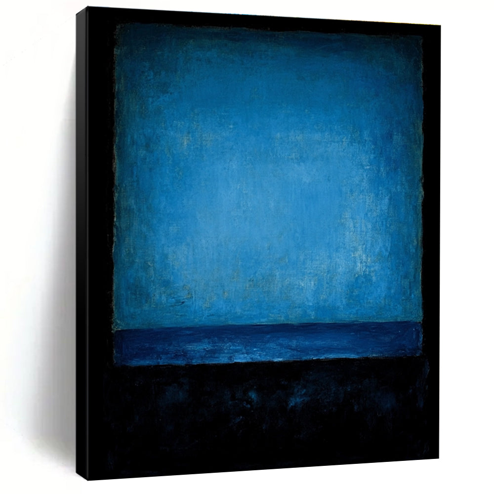 Deep Blue Monochromatic Abstract Painting with Textured Layers GER224