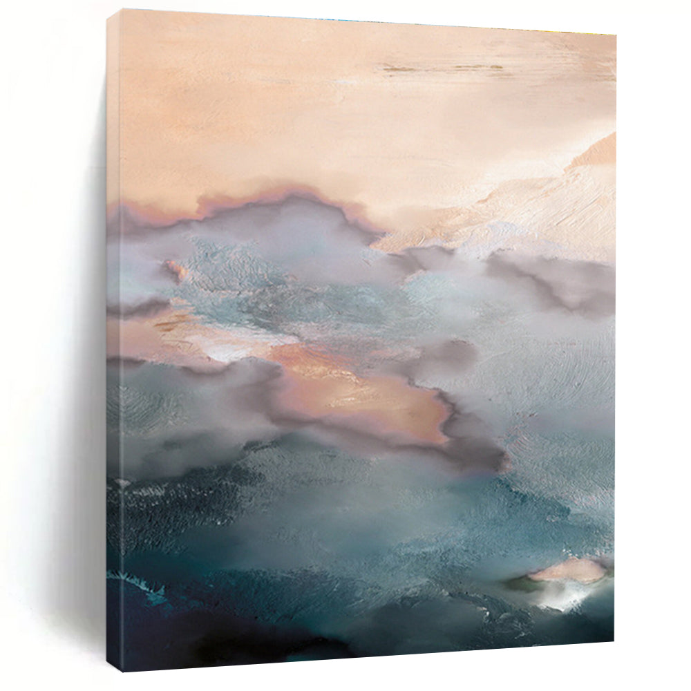 Blush and Teal Cloud - like Abstract Painting ADGE164