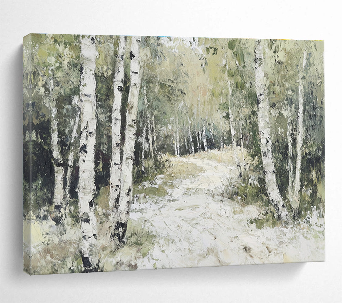 Birch Forest Path - Impressionist Landscape Painting DYP058