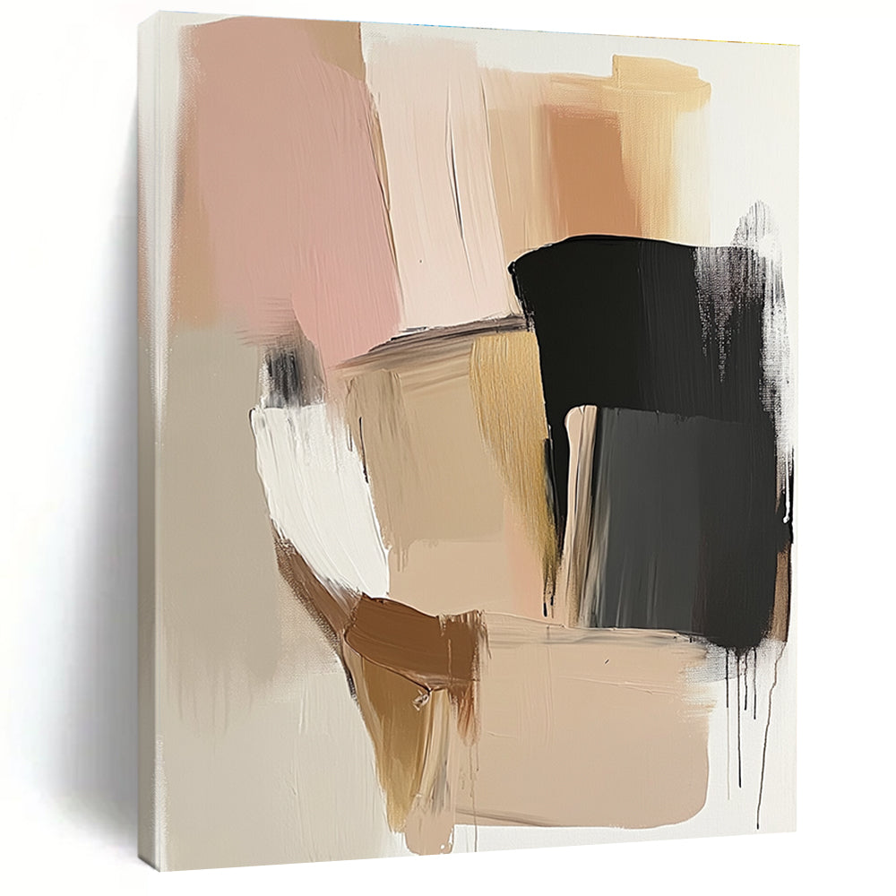 Neutral Tones Geometric Abstract Painting with Soft Color Blocks GER771