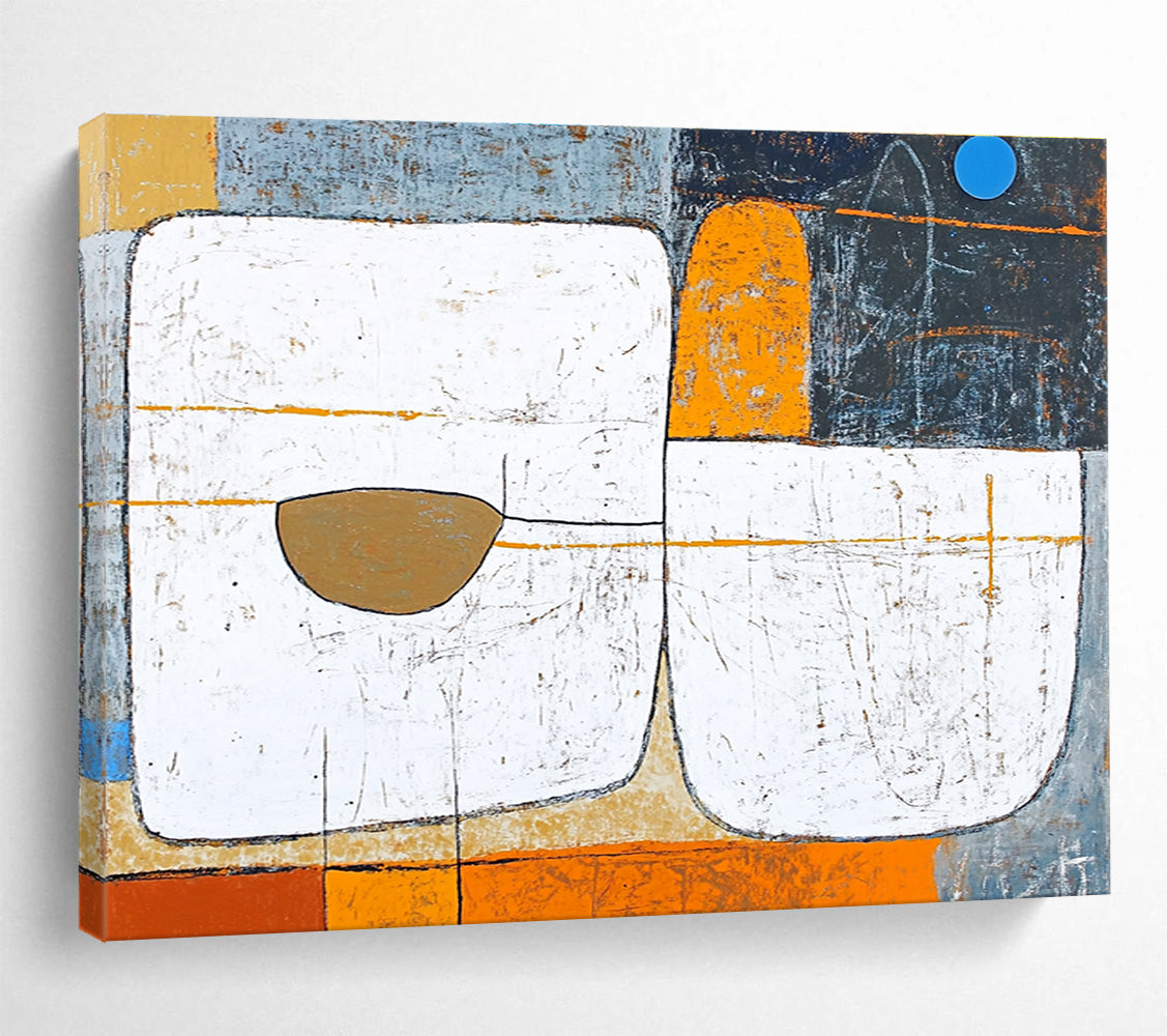 Textured Geometric Abstract Painting with Earthy Tones DYP534