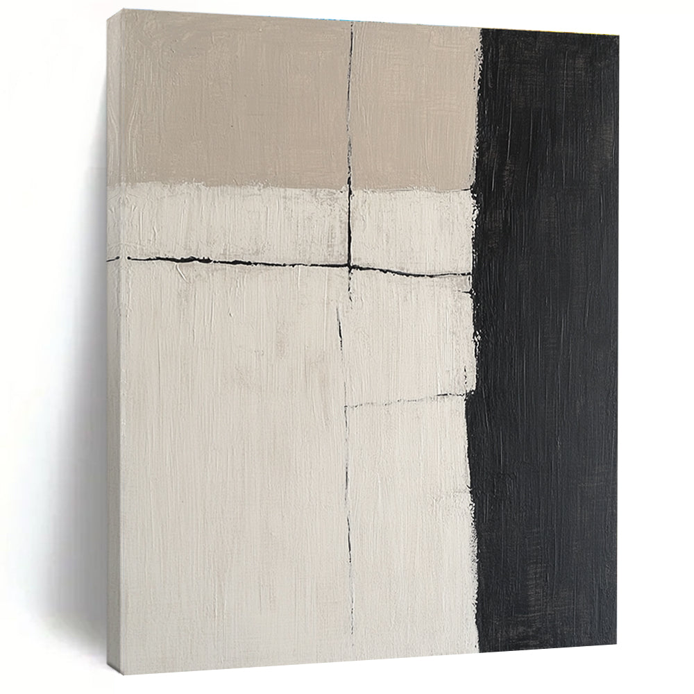 Beige Black Grid Abstract Painting GER847