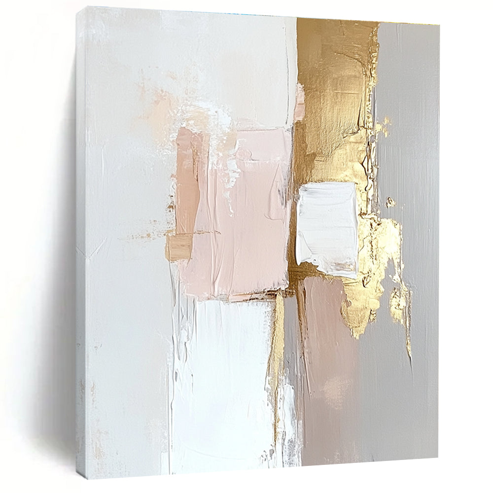 Pink and Gold Abstract Painting with Soft Layers GER471