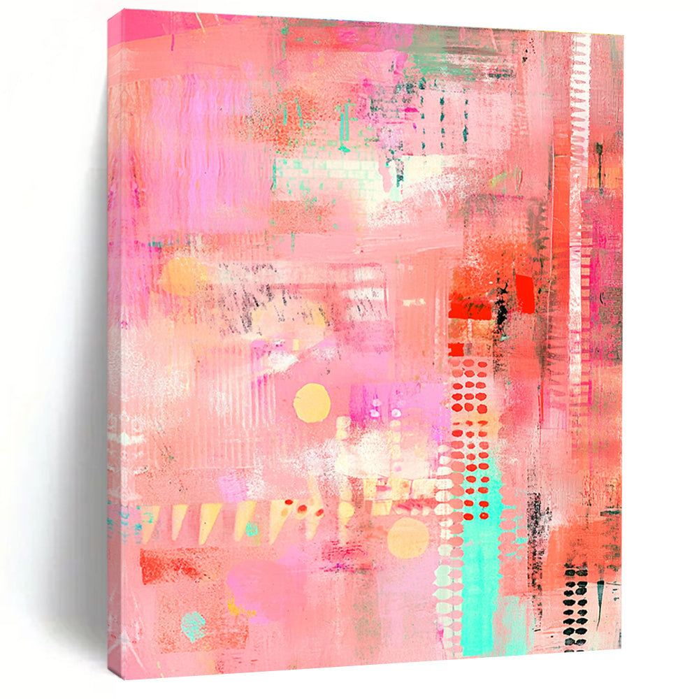 Playful Pink Abstract with Colorful Accents and Patterns GER256