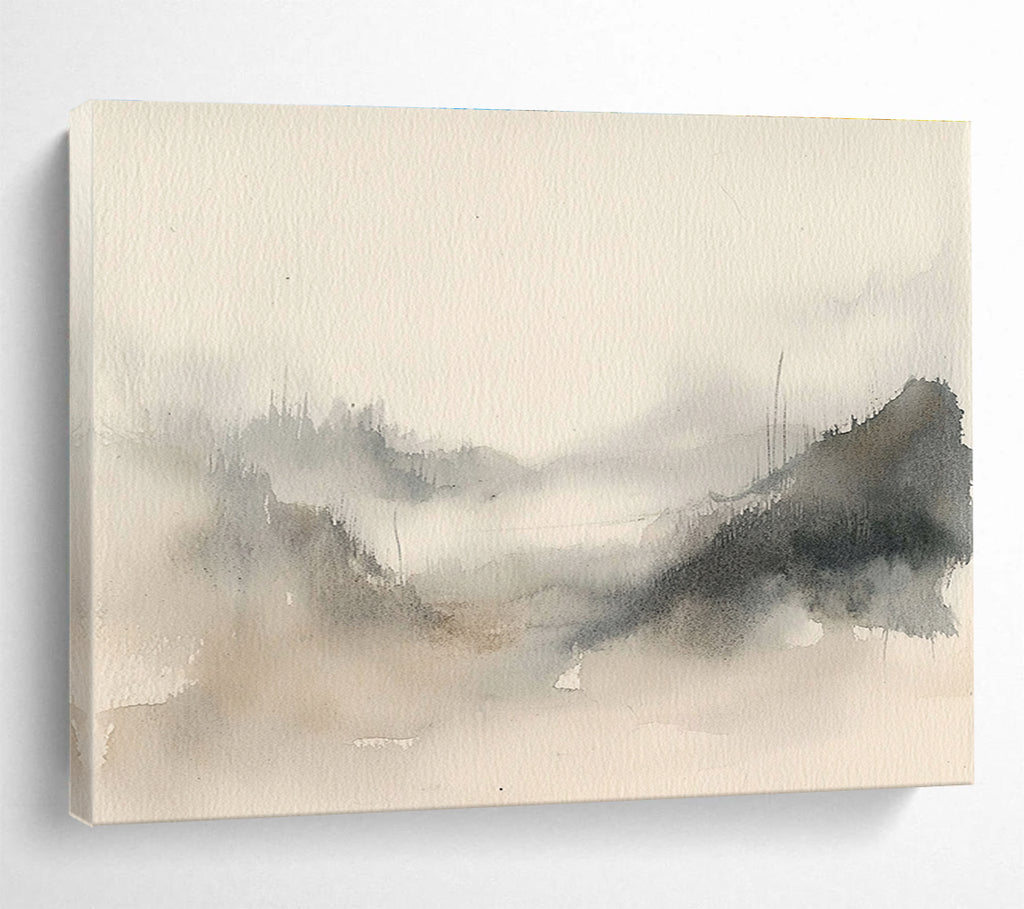 Grey - Toned Misty Landscape Abstract Watercolor Painting DYP140