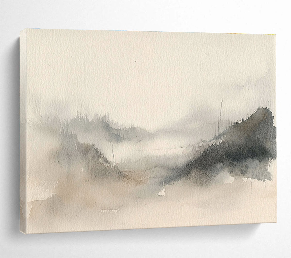Grey - Toned Misty Landscape Abstract Watercolor Painting DYP140