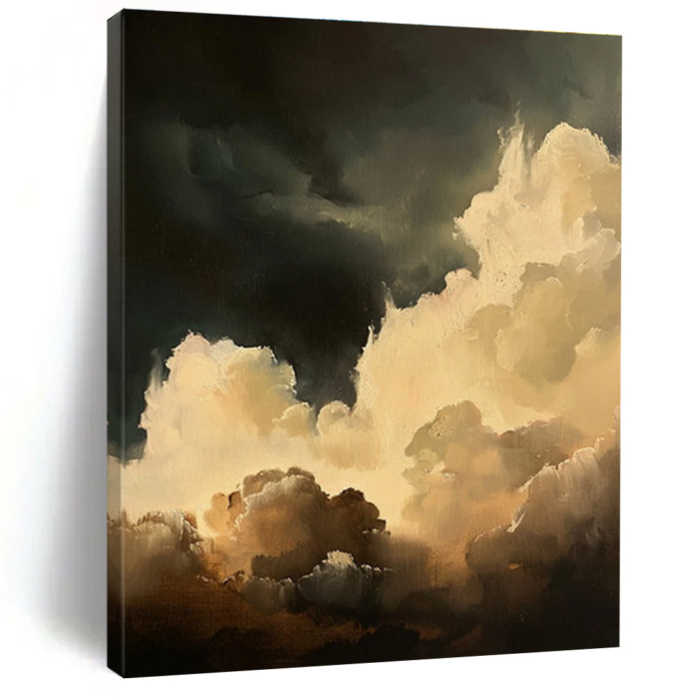 Cream Clouds Dark Sky Abstract Painting ADGE022
