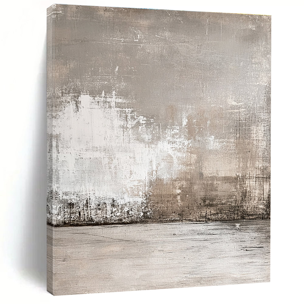 Gray Textured Abstract Painting with Muted Tones GER121