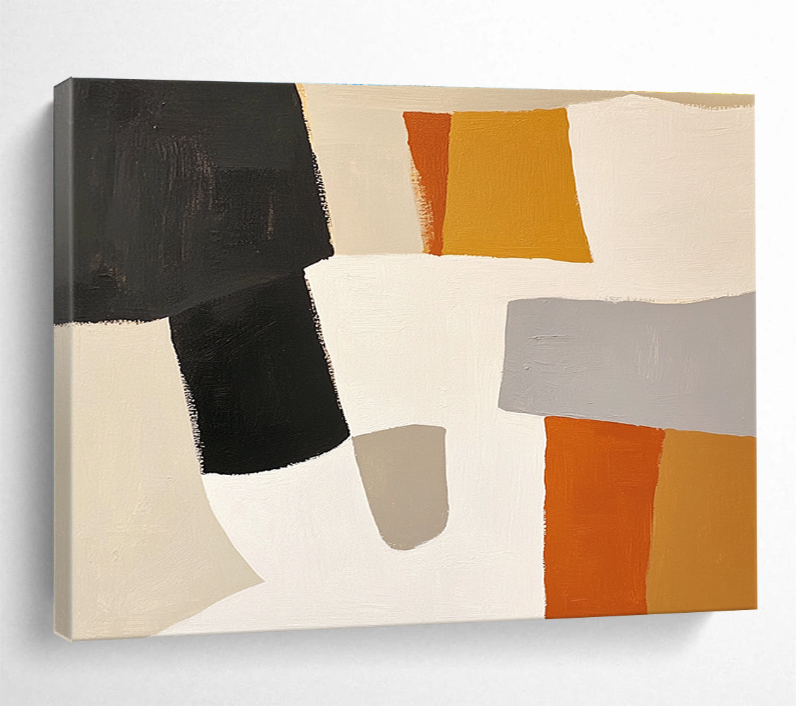 Neutral and Orange Shapes Abstract Painting DYP105