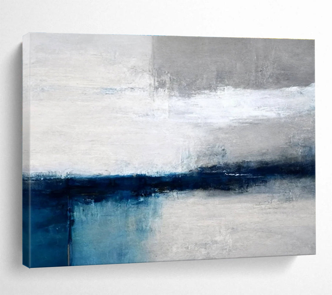 Grey Blue Minimalist Abstract Painting THY052