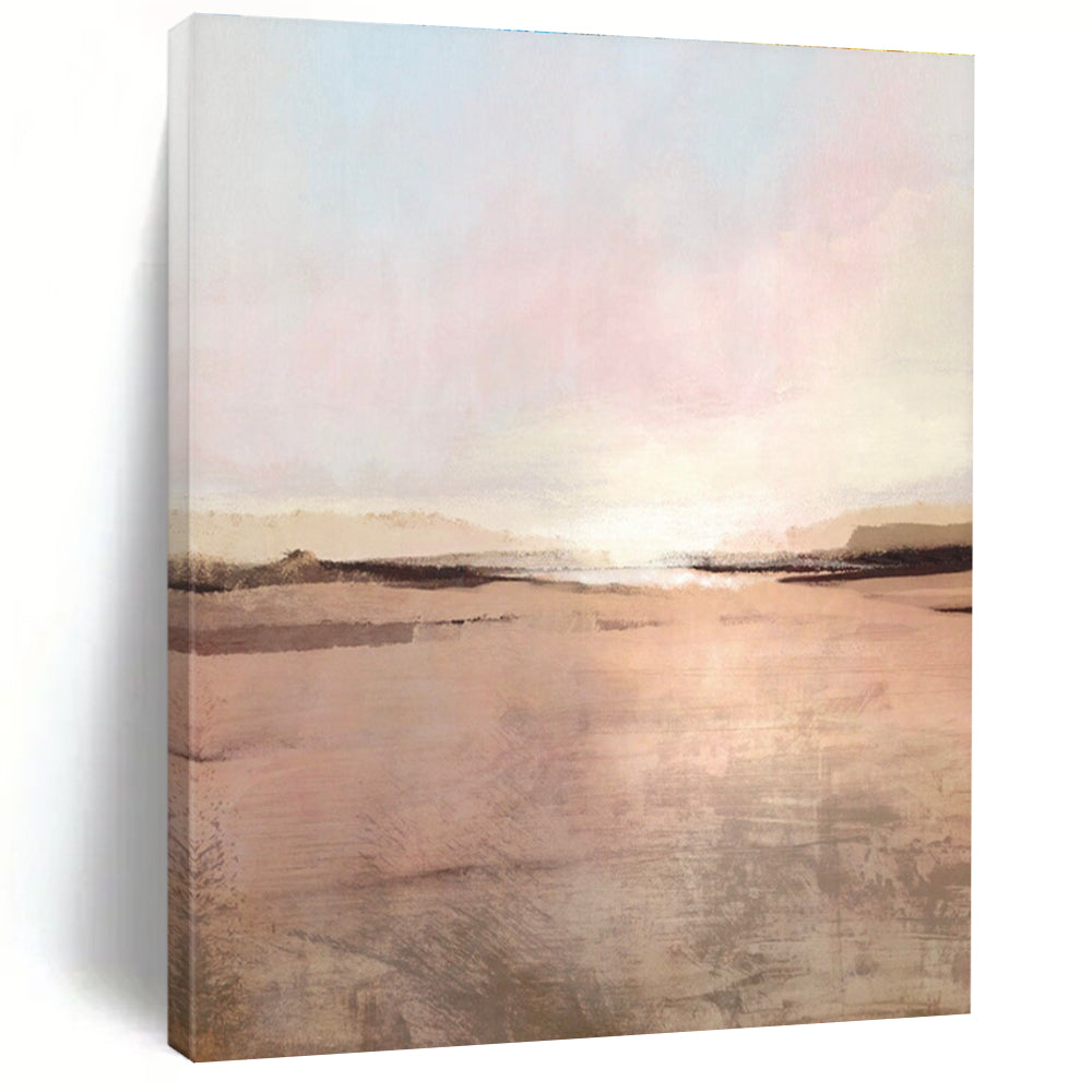 Sunset Landscape Abstract with Pink and Beige Tones Painting ADGE156