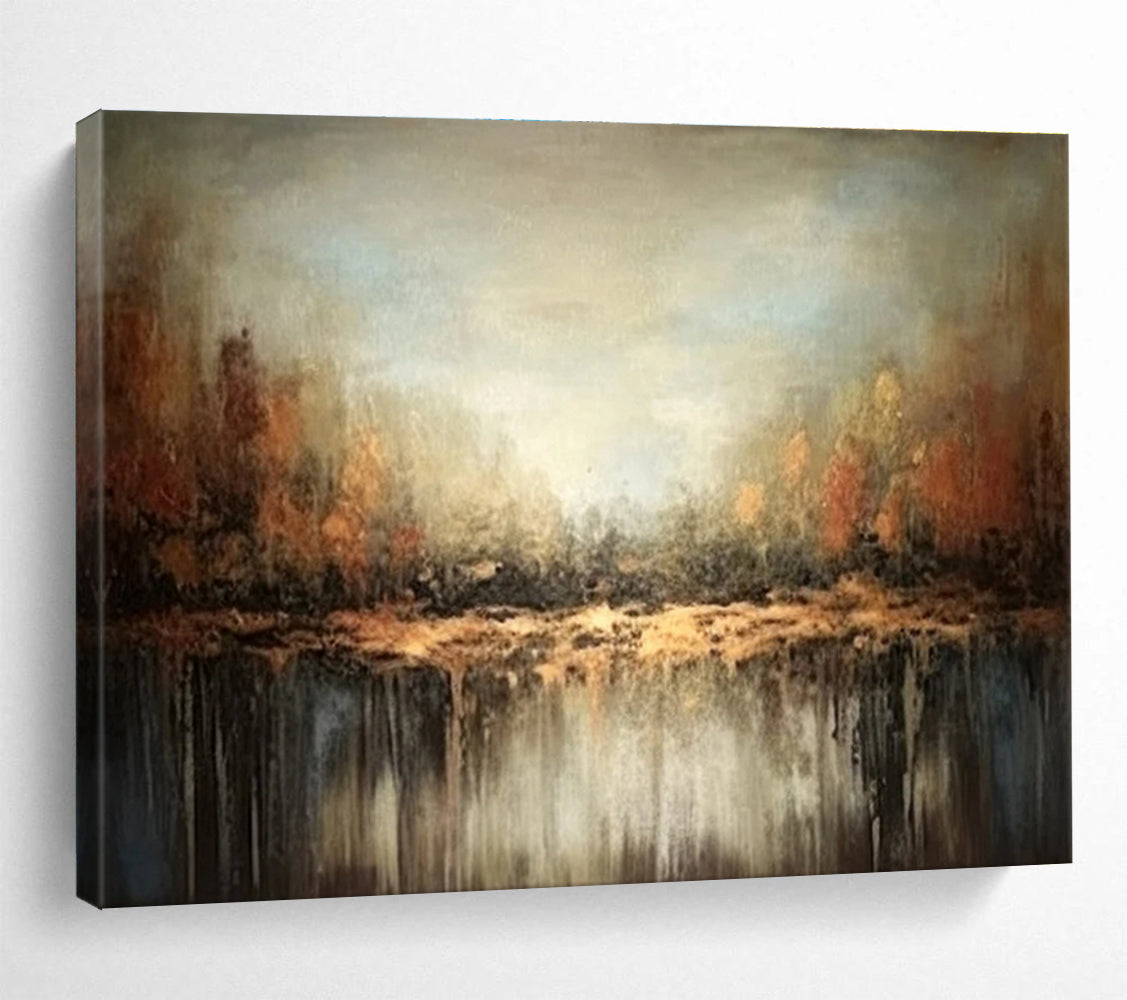Brown Green Forest Reflection Abstract Painting THY059