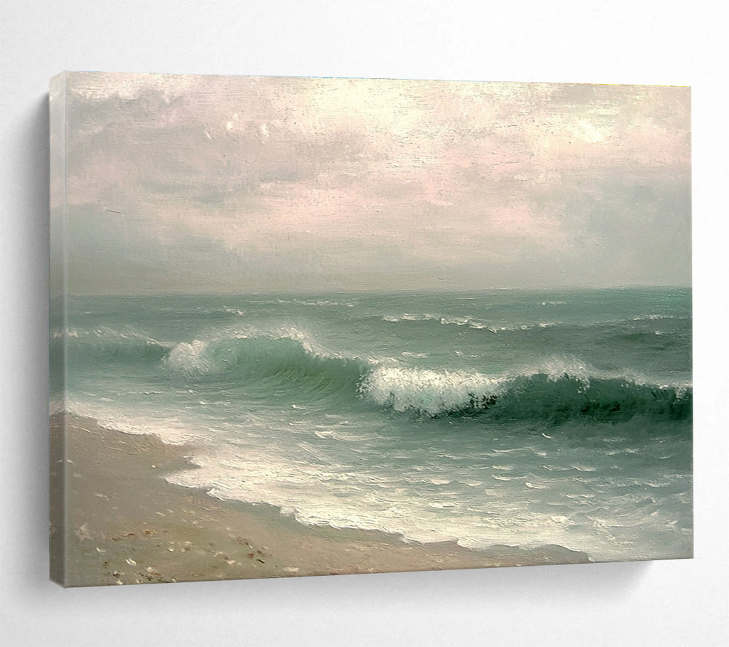 Realistic Sea Waves Abstract Painting with Soft Sky DYP156