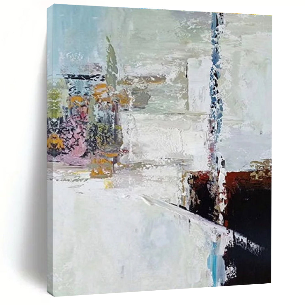 White with Colorful Accents Abstract Painting ADGE040