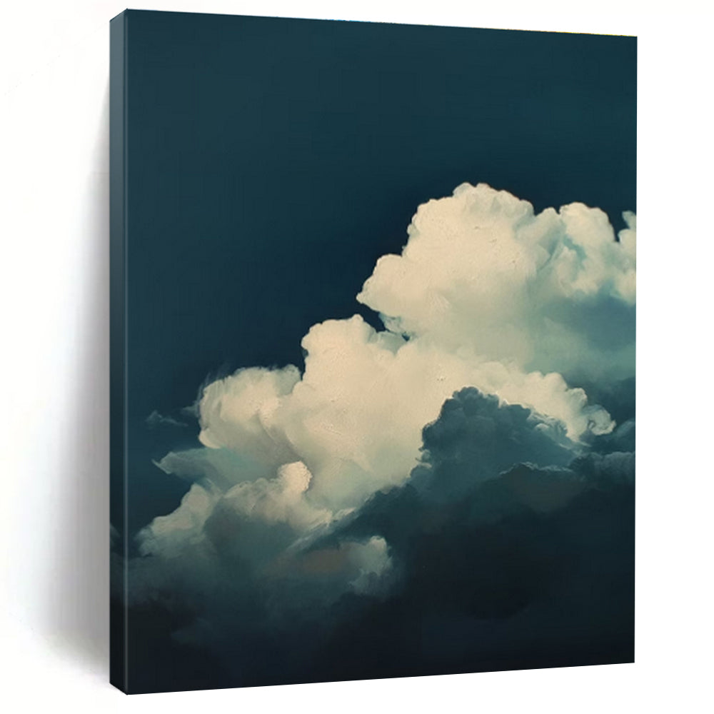 Dark Blue White Cloud Abstract Painting ADGE015