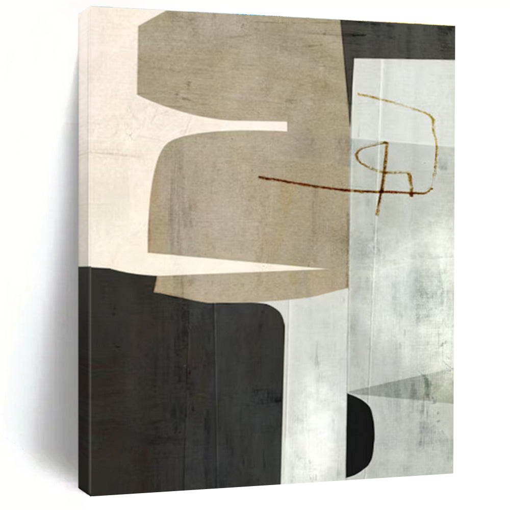 Geometric Shapes in Neutral Tones with Brown Accents Abstract Painting ADGE158