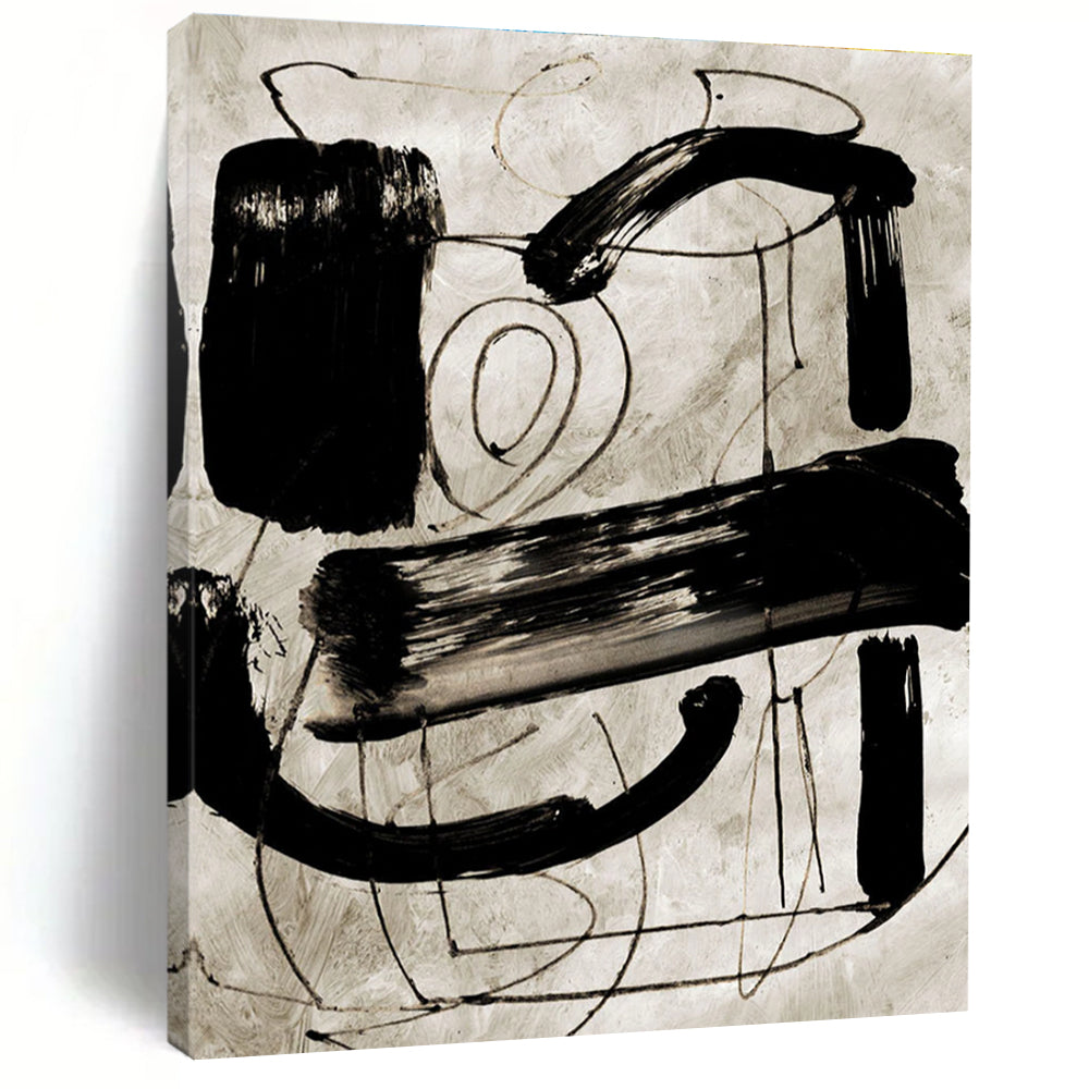Black and White Bold Brushstrokes Abstract Painting ADGE169