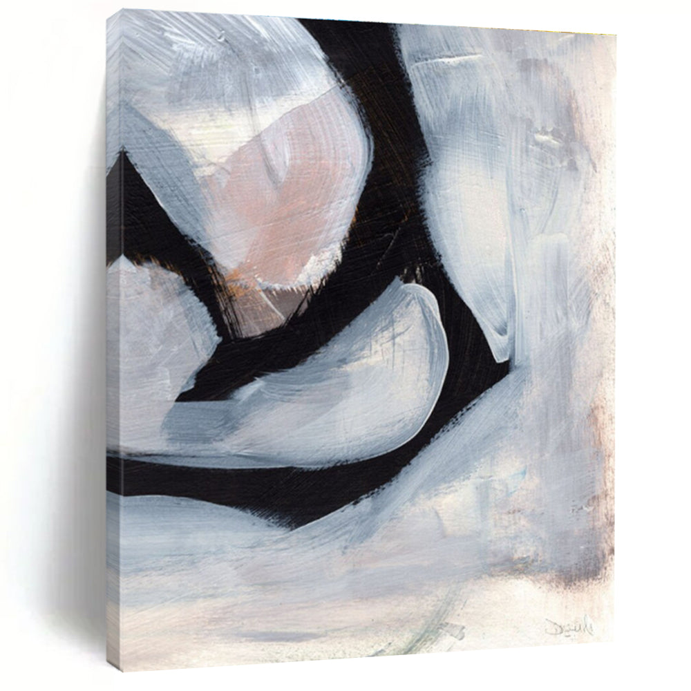 Gray and Black Layered Shapes Abstract Painting ADGE228