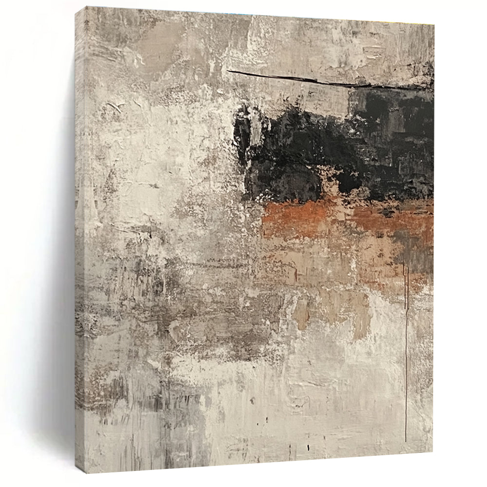 Gray Textured Abstract Painting with Layered Depths GER155