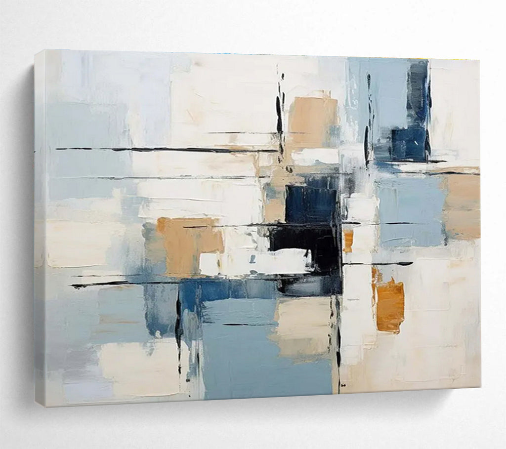 Light Blue and Beige Color - block Abstract Painting THY091