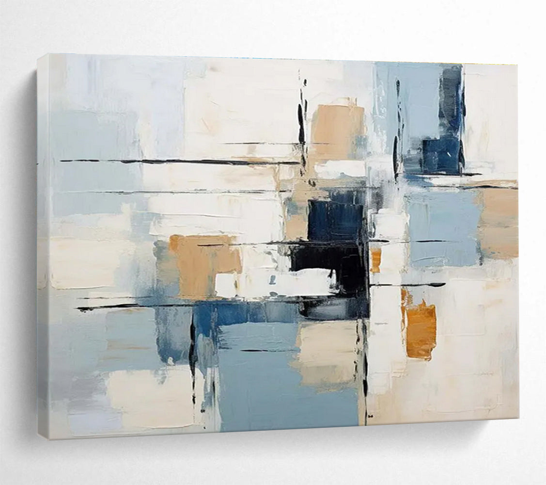Light Blue and Beige Color - block Abstract Painting THY091