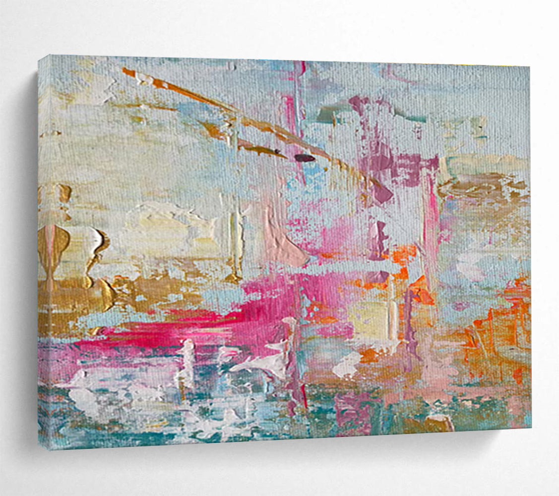 Pink Gold Abstract Painting with Playful Color Mixes THY329