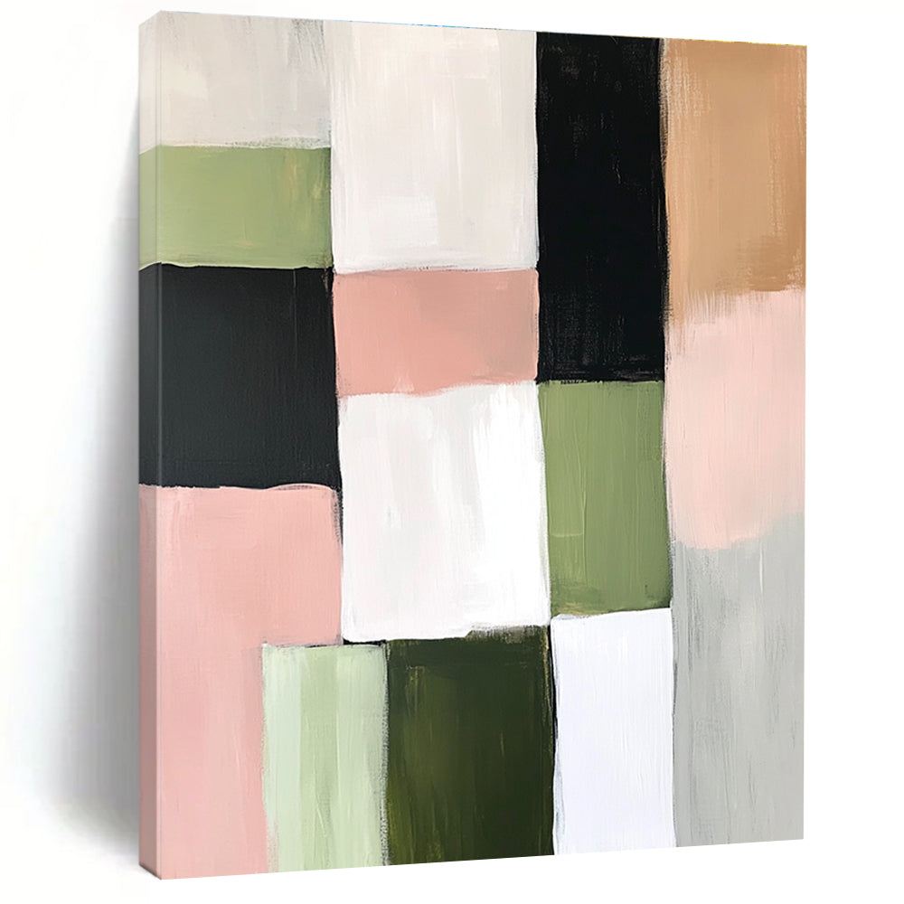 Colorful Block Abstract Painting with Soft Hues GER153