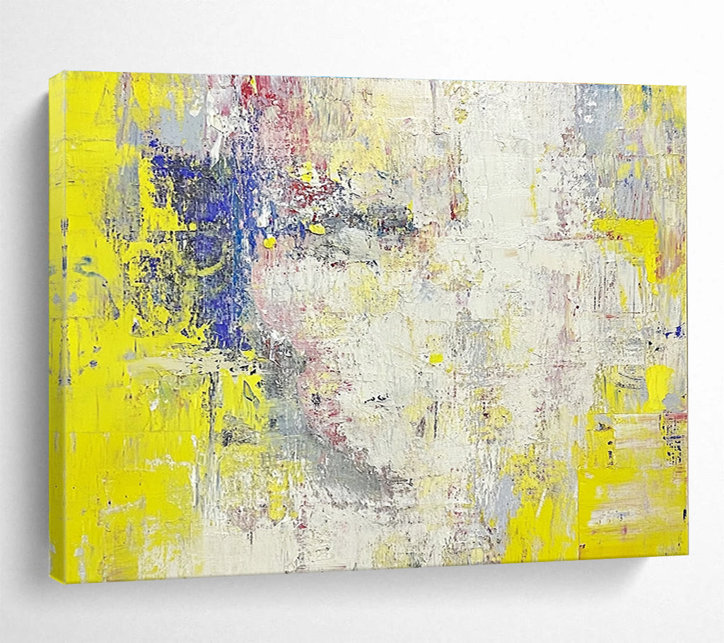Yellow Abstract Composition Painting with Colorful Accents DYP528