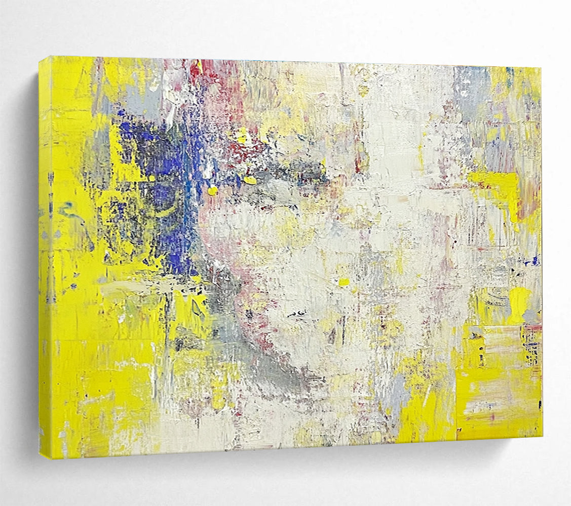 Yellow Abstract Composition Painting with Colorful Accents DYP528
