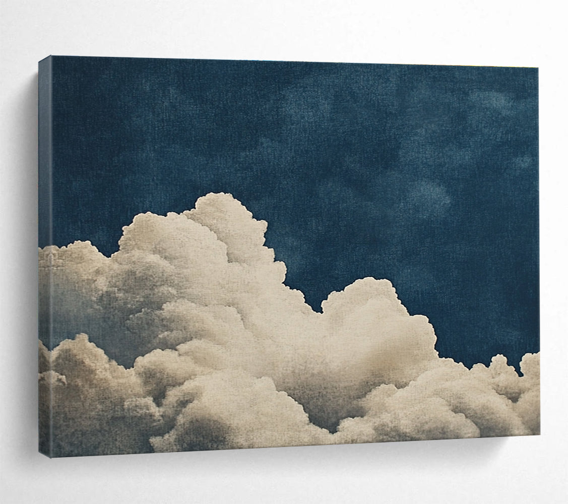Cloud - Themed Abstract Painting with Navy and White DYP114